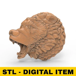 Bärenkopf Wildtiere Tier Wandrelief STL Datei für CNC Oberfräse 3D Drucker Laser - Bild 1 von 7