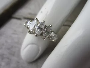925 STERLING SILVER Dazzling CZ Cubic Zirconia Cocktail Band RING Sz 6 - Picture 1 of 5