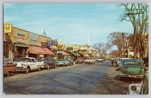 Main Street view Hyannis Cape Cod Mass 1950s cars Florsheim Shoes Sign SWEET! - Picture 1 of 2