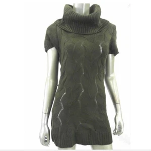 United States Sweaters Women S M Forest Green Cowl Neck Crochet Knit - Picture 1 of 2