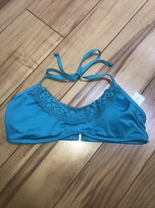 Laundry by designer Shelli Segal Nordstrom Teal Bikini Swim Top w/ crochet L - Picture 1 of 4