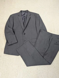 Pronto Uomo Suit Mens 44S 34x25 Gray Wool 2 Piece Jacket Pants Set 2 Button Flat - Picture 1 of 20