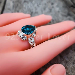 Blue Topaz Gemstone 925 Sterling Silver Ring Mothers Day Jewelry All Size MP-852