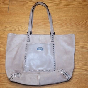 MICHAEL KORS ASTOR LEATHER TRIMMED SUEDE LARGE TOTE BAG TAUPE EUC - Picture 1 of 22