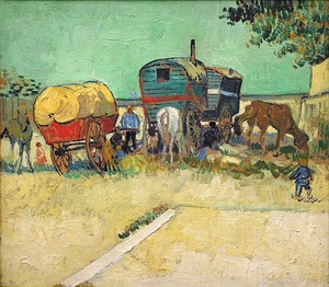 Vincent Van Gogh Encampment of Gypsies with Caravans Vintage Print - Picture 1 of 1