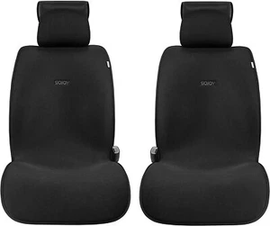 Funda universal de asiento de coche Sojoy cojín de seda de hielo transpirable para 2 asientos delanteros negro - Imagen 1 de 9