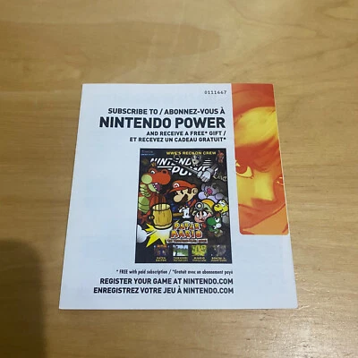 Gameboy Advance AGB Nintendo Power Register Your Game Paper Mario Booklet Manual - Image 1 of 4