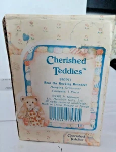 Cherished Teddies BÄR AUF SCHAUKELRENTIER hängendes Ornament #950793 - 1992 DV79 - Bild 1 von 4