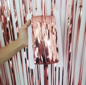 Metallic Tinsel Fringe Curtain Photo Booth Party Wedding Backdrop 39x98 inch - Picture 1 of 4