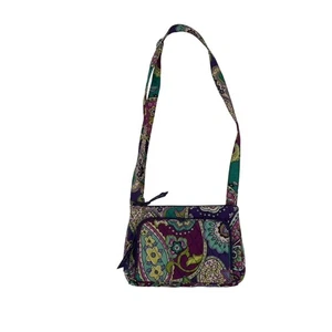 Vera Bradley Purple Green Floral Paisley Quilted Crossbody Shoulder Bag Purse - Picture 1 of 6