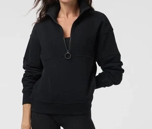 Sudadera Vuori Sedona Para Mujer Grande Terry Francés Media Cremallera Negra Atlética - Imagen 1 de 8