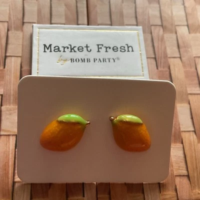 Bomb Party 🍋 Market Fresh 🍋 Lemon Earrings "Strawberry Trio" RBP6398 *one Pair - Image 1 of 4