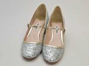 MIU MIU Glitter Strap Pumps In Crystal Size 35 Silver Made In Italy w/ Dust Bag - Picture 1 of 10