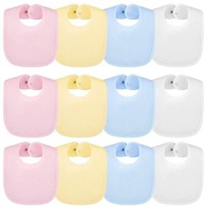 12 Pcs Cotton Baby Bibs Adjustable Bandana Snap Cotton Bibs Absorbent Colorfu... - Picture 1 of 7