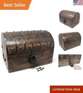 Pirate Treasure Chest with Iron Lock and Skeleton Key - Storage and Decorativ... - Picture 1 of 8