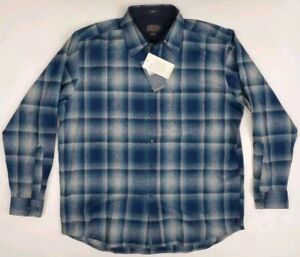 Pendleton Blue Plaid Flannel Wool Lodge Shirt Button Up Men's XL EXC COND