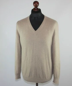 Lawrence Grey mens 100% cashmere beige jumper pullover Size M - Picture 1 of 7