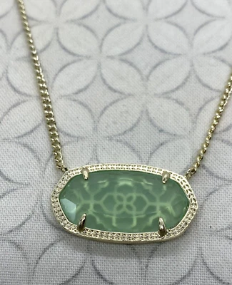 Collar Kendra Scott Dylan Verde Claro Calcedonia Tono Dorado Usado Foto 1 de 4