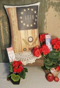 VINTAGE VICTORIAN OLD PRIMITIVE ANTIQUE FOLK ART STYLE 1776 AMERICA FLAG PILLOW - Picture 1 of 6
