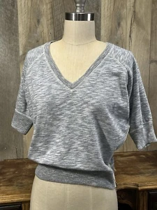 VICTORIA'S SECRET Short Sleeve Gray Sweatshirt Women's XSmall Side-Zipper Shirt - Picture 1 of 13