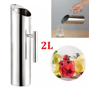 2L Stainless Steel Water Pitcher Jug With Ice Guard for Serving Cold Beverage UK - Picture 1 of 8