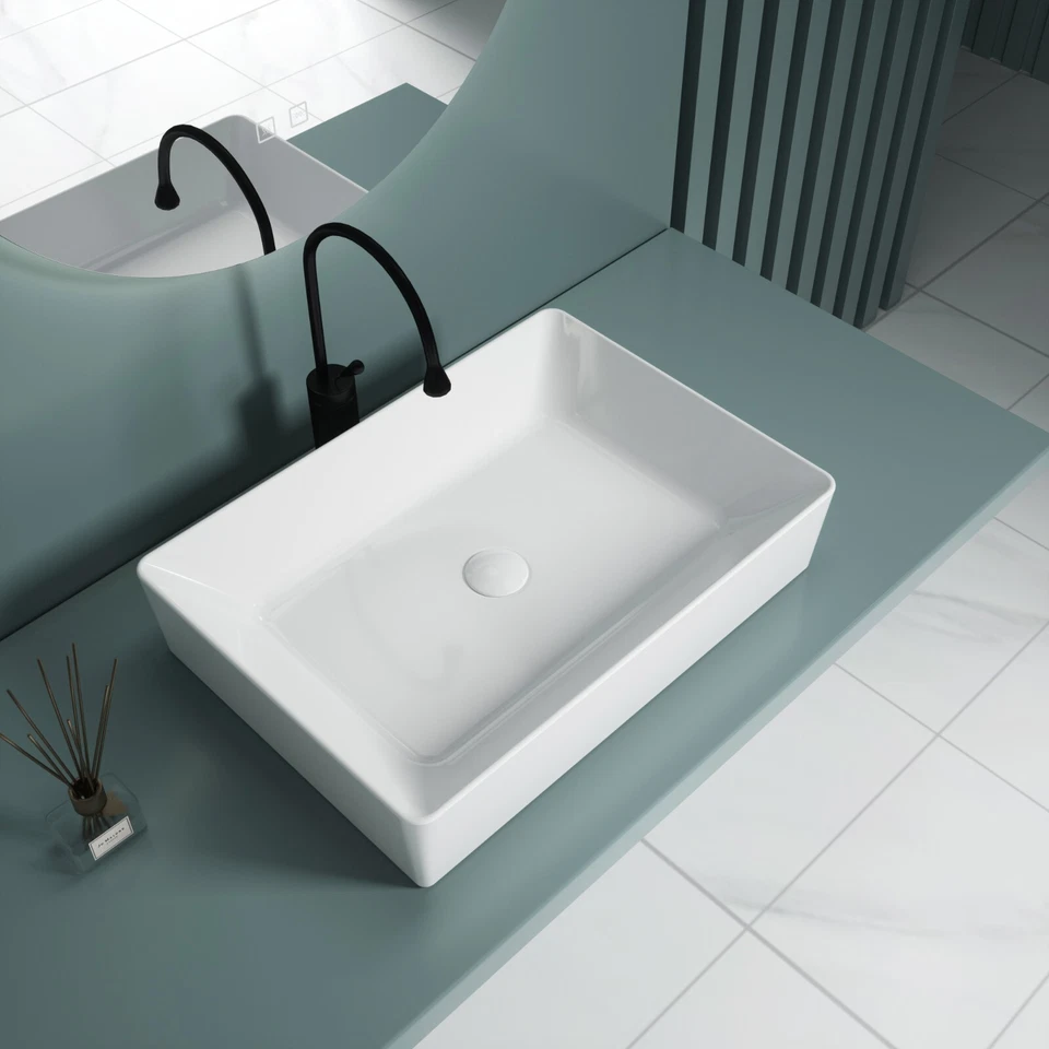 DUROVIN BATHROOMS Durovin Bathroom Wash Basin Ceramic Countertop Rectangle Large Sink 510x365mm
