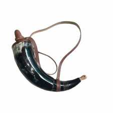 Muzzle-Loaders Authentic Black Powder Horn w/ Leather Strap - MZ1451