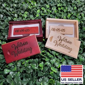 Personalized Wood USB Flash Drive & Box, Wedding USB, Wedding Gifts 8GB - Picture 1 of 9