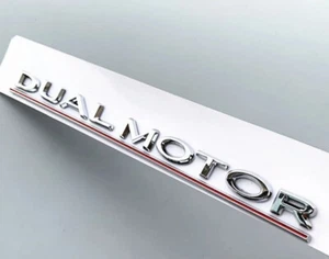 Insignia de doble motor Tesla emblema maletero trasero portón trasero Tesla 3 S X Y plateado - Imagen 1 de 3