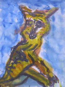 NIKITA KNIKTA Kunst Expressionismus Aquarell Malerei Tier Porträt (03) - Picture 1 of 3
