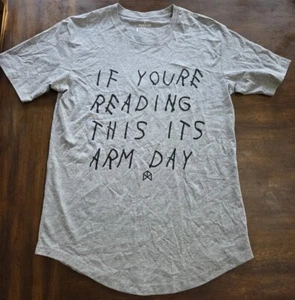 New RAWGEAR Men's Cotton Curved Hem T-shirt Arm Day Size S Grey - Picture 1 of 2