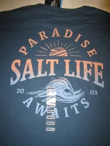 SALT LIFE NEU Paradise Awaits Waves Beach SS T-Shirt Tee Jungen Gr. Medium 8 10 Neu mit Etikett - Bild 1 von 4