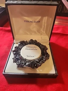New In Box Hematite Bracelet With Sterling Silver Womens A374 - Picture 1 of 4