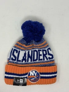 New Era NHL New York Islanders Pom Knit Beanie Hat Blue Orange White - Picture 1 of 5