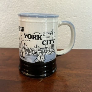 Vintage New York City Stoneware Coffee Mug Smiles Made In Japan Twin Towers - Imagen 1 de 7