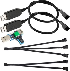2pcs 12V Step-Up USB to 3-Pin / 4-Pin PWM 5V Sleeved Fan Power Adapter... - Afbeelding 1 van 7
