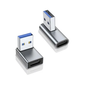 2 Stück Rechter Winkel USB 3.0 Stecker auf USB-C Buchse Adapter, 90 Grad Winkel USB... - Bild 1 von 9