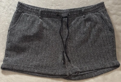 Antiguo Azul Marino Mujer Boucle Corto Tweed XL Negro Blanco Elastizado Bolsillos con Cordón Foto 1 de 4