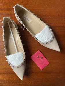 Valentino Patent Rockstud Ballet Flats Size 39.5 — Pale Pink / Nude - Picture 1 of 6