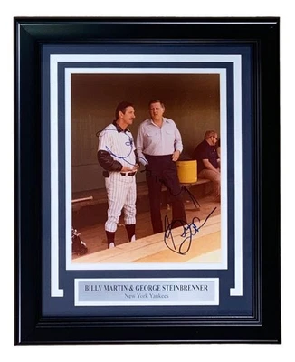 Foto firmada por Billy Martin George Steinbrenner enmarcada 8x10 de los Yankees de Nueva York PSA Foto 1 de 2
