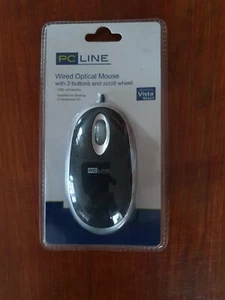 WIRED OPTICAL MOUSE PCL-SS01 with 3 Buttons & Scroll Wheel - Black / Grey - Afbeelding 1 van 2