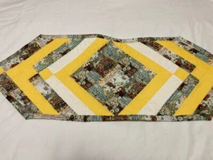 Spring ,Summer Flowered Quilted Table Runner 13x36 inches Yellow/white - Picture 1 of 4
