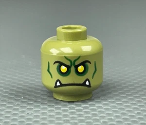 LEGO Olive Green Orc Minifigure Head Yellow Eyes Frown White Fangs Series 24 - Picture 1 of 4