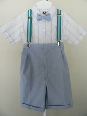 NWOT Boys 6yrs Jumpsuit-Shirt-Tie-Suspenders NOS Church Easter Romper Outfit Set - Изображение 1 из 4