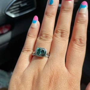 1.80 Ct Green East West Cushion Cut Moissanite Wedding Ring 925 Sterling Silver - Picture 1 of 5