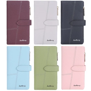Mujeres Dama Cuero Suave Billetera Bolso Largo Portatarjetas Cartera NAVIDAD Regalo STOCK DE EE. UU. - Imagen 1 de 36