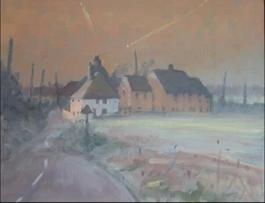 NUEVA PINTURA AL ÓLEO ORIGINAL MICHAEL RICHARDSON ""Última Luz"" Kent campo - Imagen 1 de 1