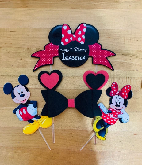 Personalized Disney Mickey Minnie Mouse Cake Topper Party Favors Birthday  - Image 1 of 1