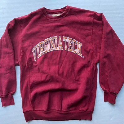 Vtg Virginia Tech Hokies VT Sweatshirt Mens M Crewneck Steve & Barrys Y2K Maroon - Image 1 of 4