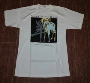 Vintage 1994 Murina Tag Year of the Ram Shirt White L Single Stitch Short Sleeve - Picture 1 of 12